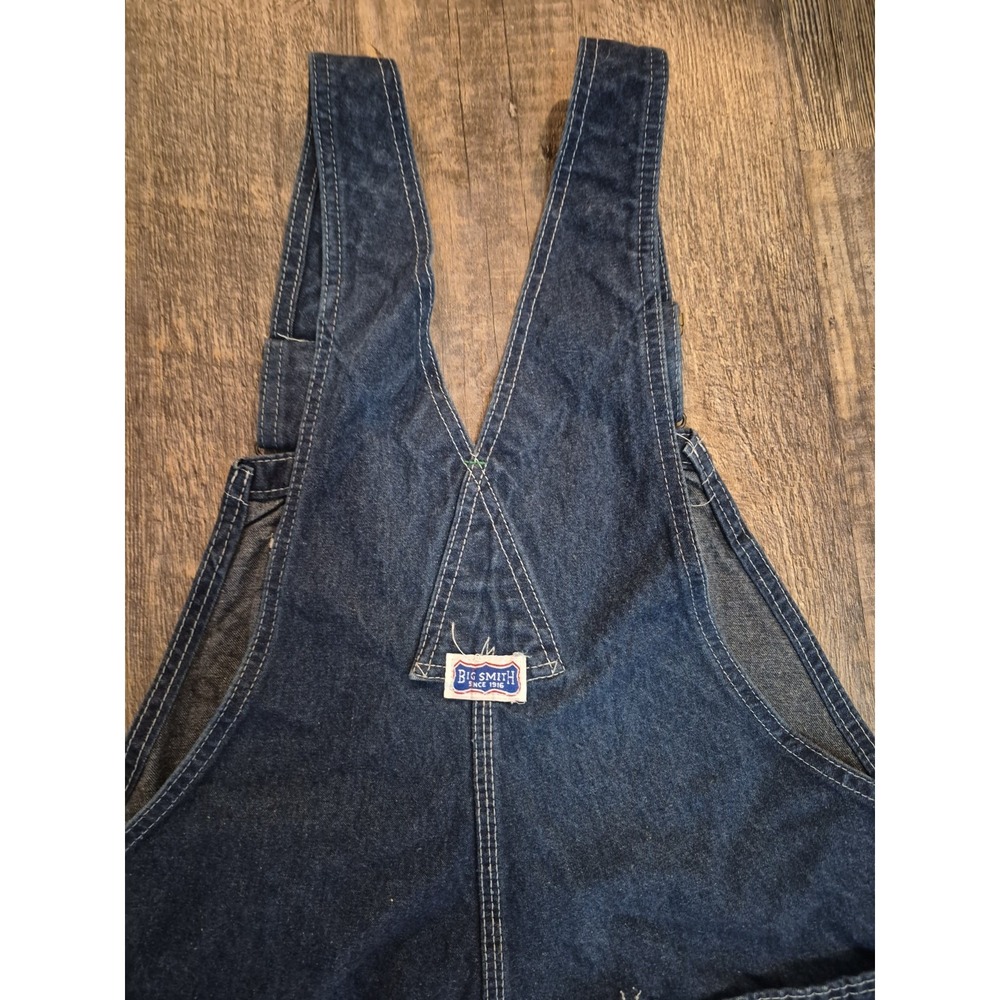 Big Smith Bib Overalls Mens 38x30 Blue Farmer Carpenter Work Denim Jeans - Picture 7 of 9